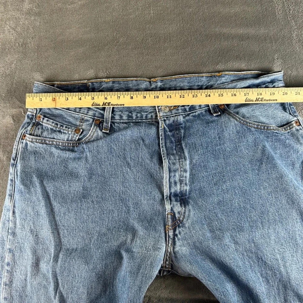 Levis 501 Original Fit Mens Blue Denim Button Fly Jeans 42x30 Medium Wash